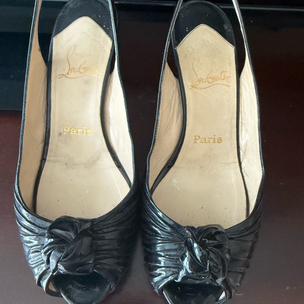 Christian Louboutin Black Peep-Toe Heels